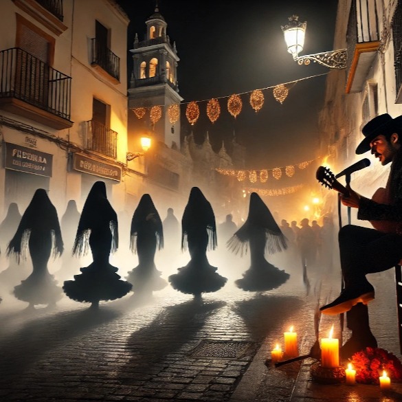 En Jerez de la Frontera hay dos clases de seres que nunca la abandonarán: los cantaores y los fantasmas. Entre las sombras de la Feria del Caballo, el eco de las saetas en Semana Santa y el compás de las zambombas, sus almas siguen cantando. Jerez vibra entre el arte y el misterio.